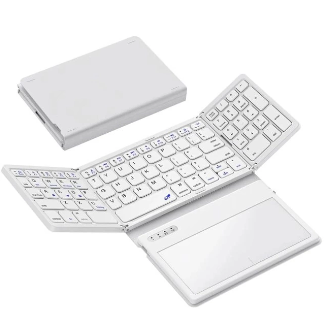GEODMAER Büyük Touchpad Katlanabilir Bluetooth Klavye White