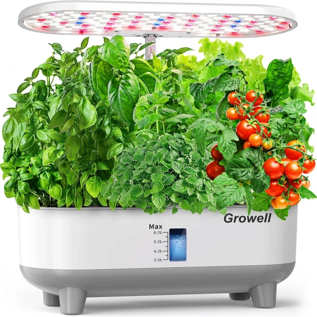 Growell Hidroponik Yetiştirme Sistemi Kiti, 16 Kapsül 28W Tam Spektrumlu LED - Beyaz
