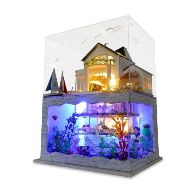 GuDoQi 1:24 Ölçekli DIY Minyatür Oyuncak Ev Seti Mobilyalı