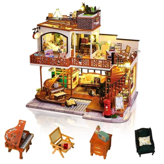 GuDoQi 1:24 Ölçekli DIY Minyatür Dollhouse Kiti