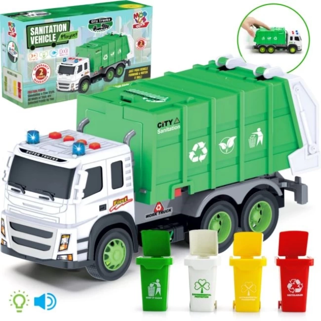 Hareketli Parçalara Sahip Çok Fonksiyonlu Çöp Kamyonu 1:12 Garbage Truck