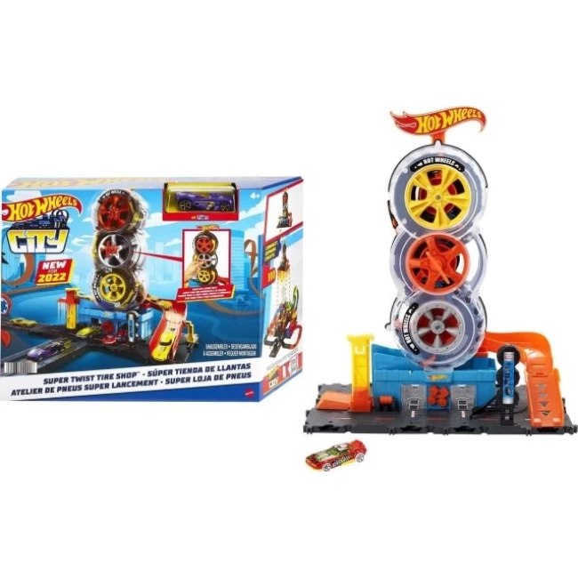 Hot Wheels City Super Twist Lastik Dükkanı Oyun Seti Translucent,Box