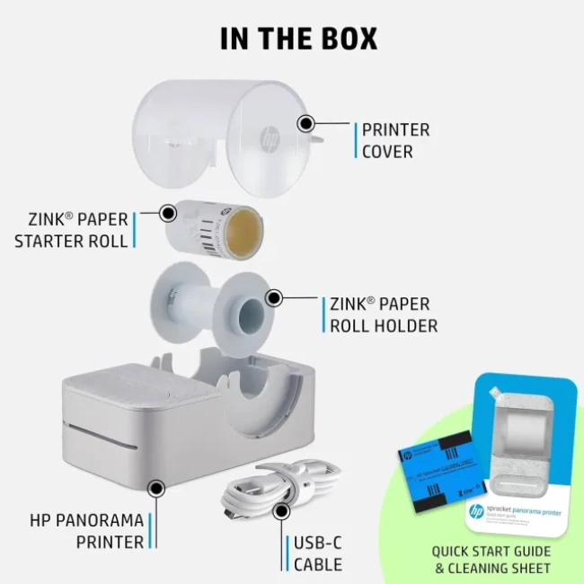 HP Sprocket Panorama Instant Taşınabilir Renkli Etiket ve Fotoğraf Yazıcısı Gri Printer