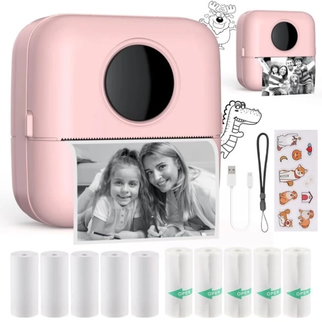HuiJuKeJi Mini Etiket Yazıcısı pink