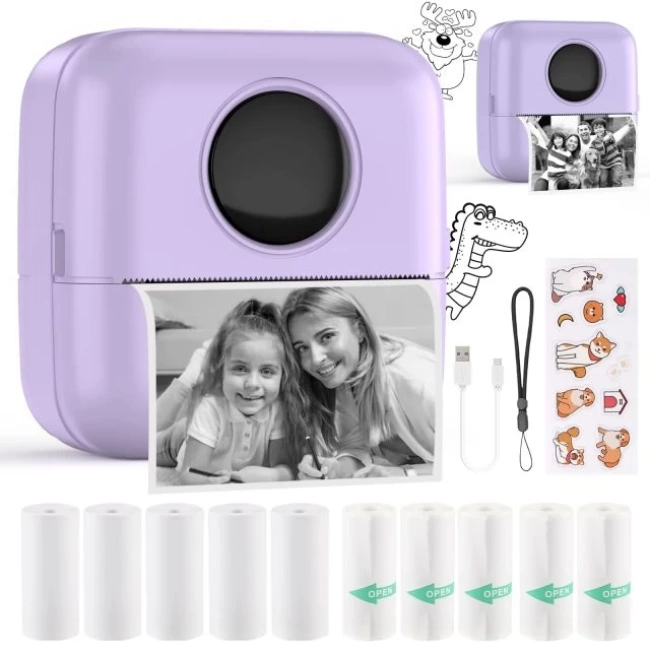HuiJuKeJi Mini Etiket Yazıcısı purple