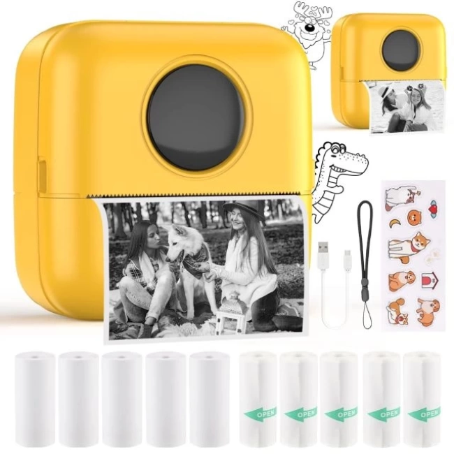 HuiJuKeJi Mini Etiket Yazıcısı Yellow