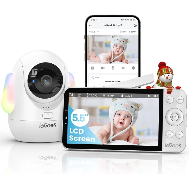 ieGeek Bebek Monitörü, 5.5 Inc Ekran - 2.5K Ultra HD - 1 Kamera
