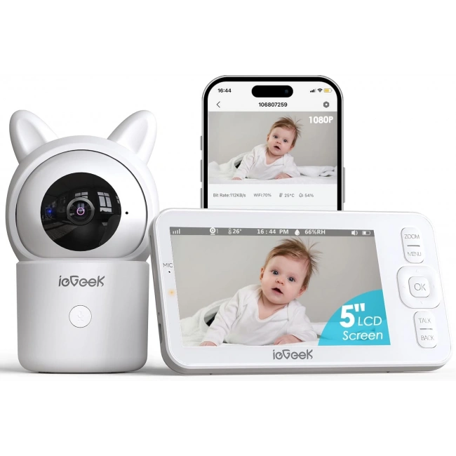 ieGeek Bebek Monitörü Kamera ve Ses, 5 Inc HD Gece Görüşü - 1 Kamera