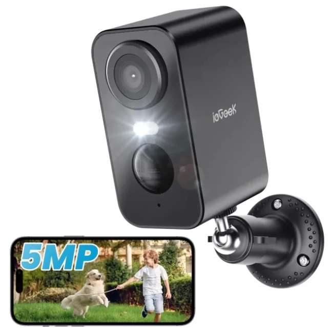 ieGeek Kablosuz Pille Çalışan WiFi Güvenlik Kamerası 5MP Black Cam