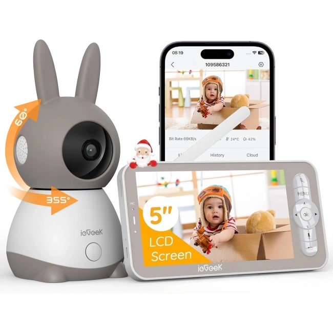 ieGeek Video Bebek Monitörü Kamerası 2K HD - 5 Inc - 1 Kamera