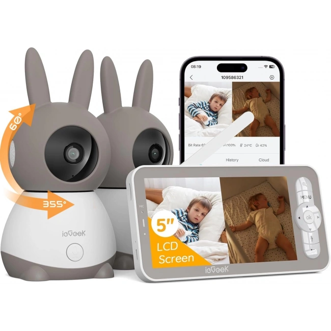 ieGeek Video Bebek Monitörü Kamerası 2K HD - 5 Inc - 2 Kamera
