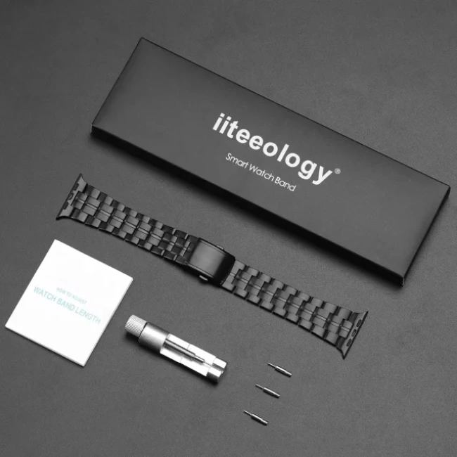 iiteeology Apple Watch Ultra 2 Band 49mm ile uyumludur Black Titanium