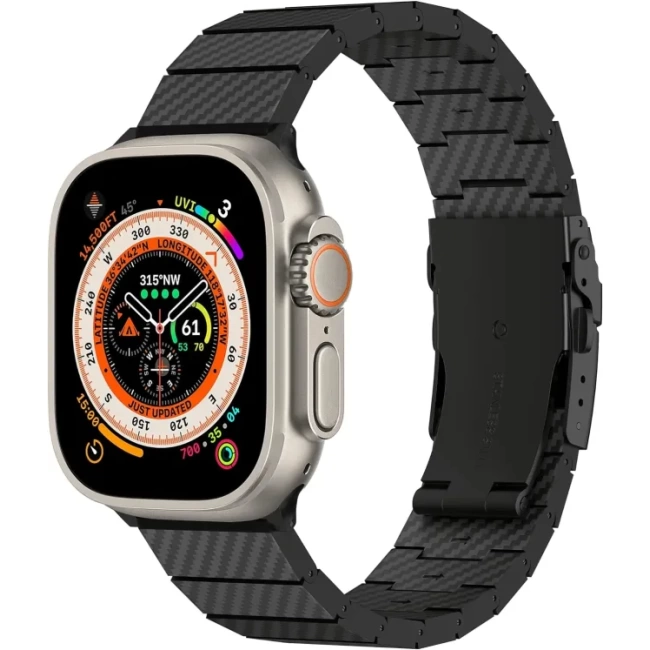 iiteeology Karbon Bant Uyumlu Apple Watch Karbon Fiber Kordon Modern Siyah