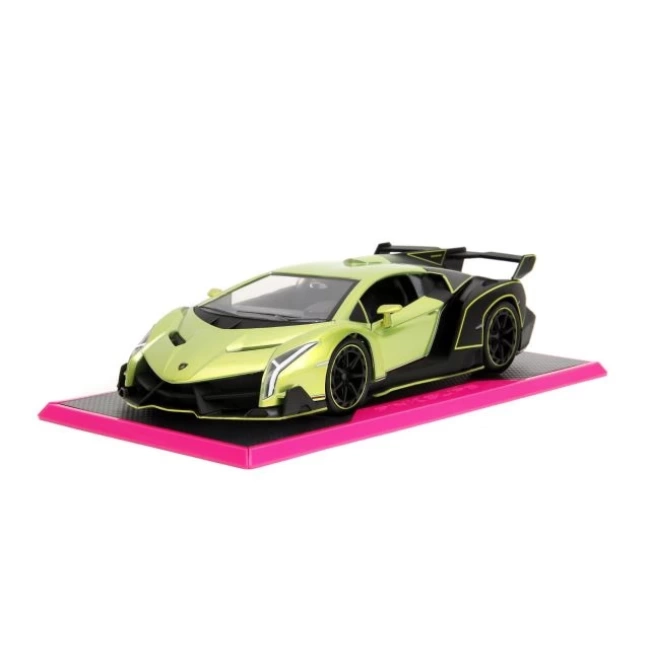 Jada Toys Pembe Slips 1:24 W7 Lamborghini Veneno Die-Cast Araba Tabanlı