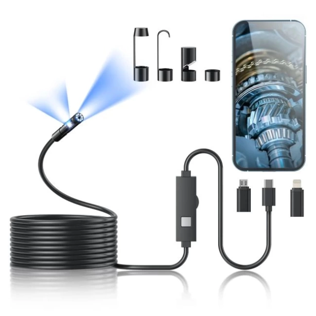 Kinpthy Işıklı Endoskop Kamera LED Işıklı 1920P HD Borescope