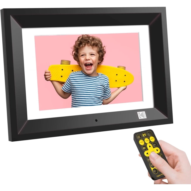 Kodak 10.1 Inc Ahşap Dijital Resim Çerçevesi, Uzaktan Kumanda, IPS Ekran HD