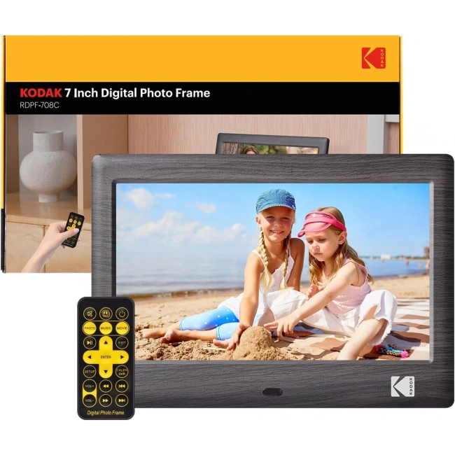 Kodak 7 Inc Uzaktan Kumandalı Dijital Resim Çerçevesi, 1024x600 IPS Ekran