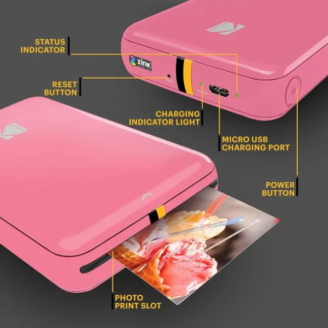 KODAK Step Anında Renkli Fotoğraf Yazıcısı Pembe Printer