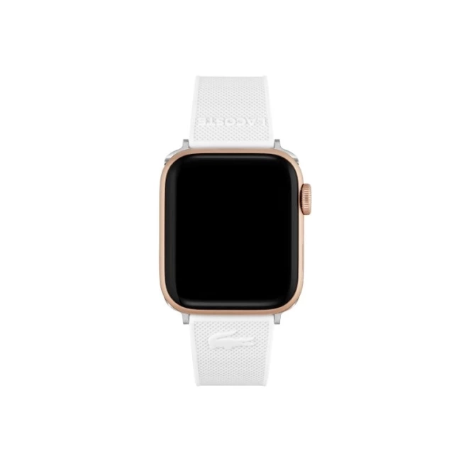 Lacoste Çizgili Silikon Unisex Apple Saat Kayışı Orta Boy Beyaz