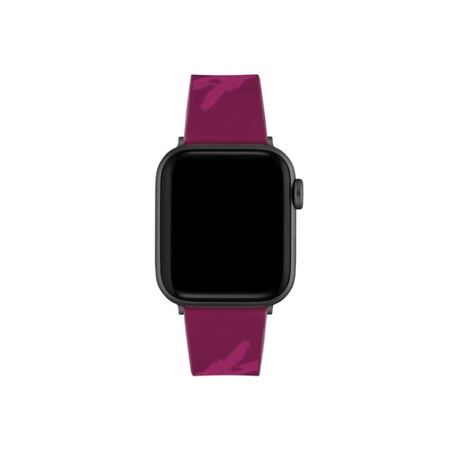 Lacoste Çizgili Silikon Unisex Apple Saat Kayışı Orta Boy Bordo