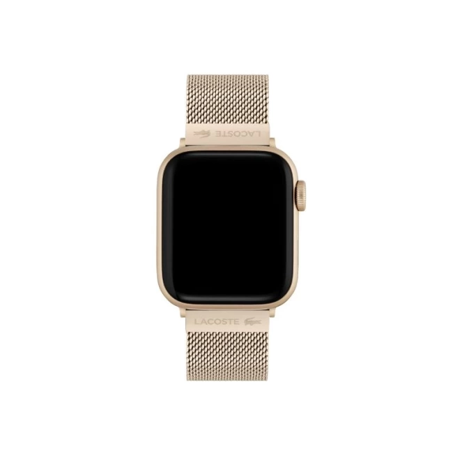 Lacoste Çizgili Silikon Unisex Apple Saat Kayışı Orta Boy Carnation Gold