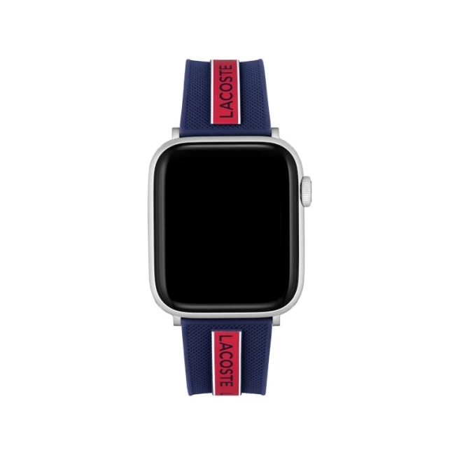 Lacoste Çizgili Silikon Unisex Apple Saat Kayışı Orta Boy Kırmızı / Mavi
