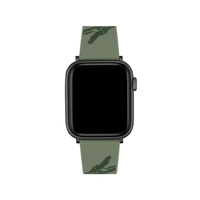Lacoste Çizgili Silikon Unisex Apple Saat Kayışı Orta Boy Koyu Yeşil