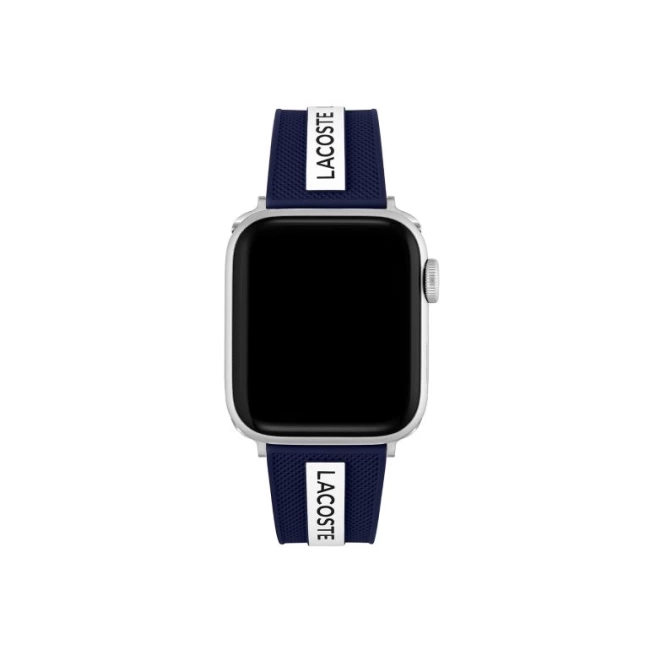 Lacoste Çizgili Silikon Unisex Apple Saat Kayışı Orta Boy Mavi / Beyaz