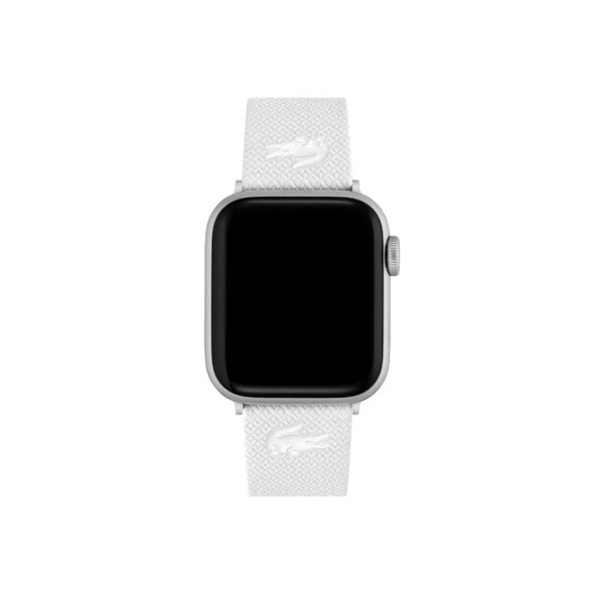 Lacoste Çizgili Silikon Unisex Apple Saat Kayışı Orta Boy Pearl