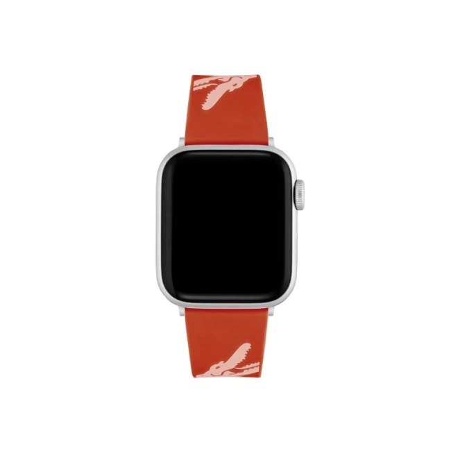 Lacoste Çizgili Silikon Unisex Apple Saat Kayışı Orta Boy Turuncu