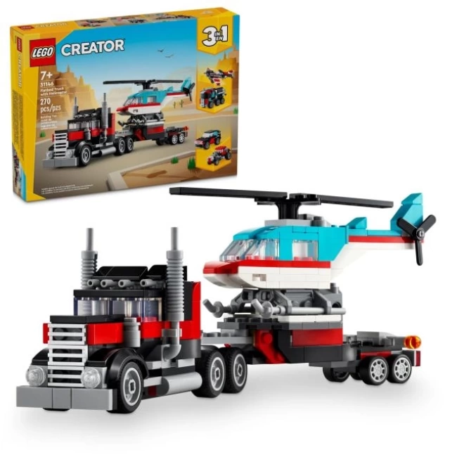 LEGO Creator 3ü 1 Arada Düz Yataklı Kamyon ve Helikopter Oyuncak 31146
