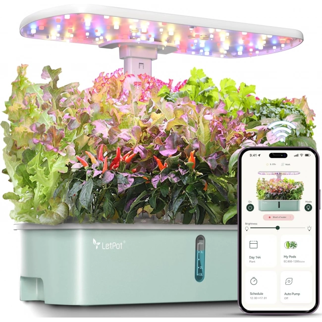 LetPot LPH-Air Hidroponik Yetiştirme Sistemi Kitleri, 10 Kapsül - App ve WiFi - Yeşil