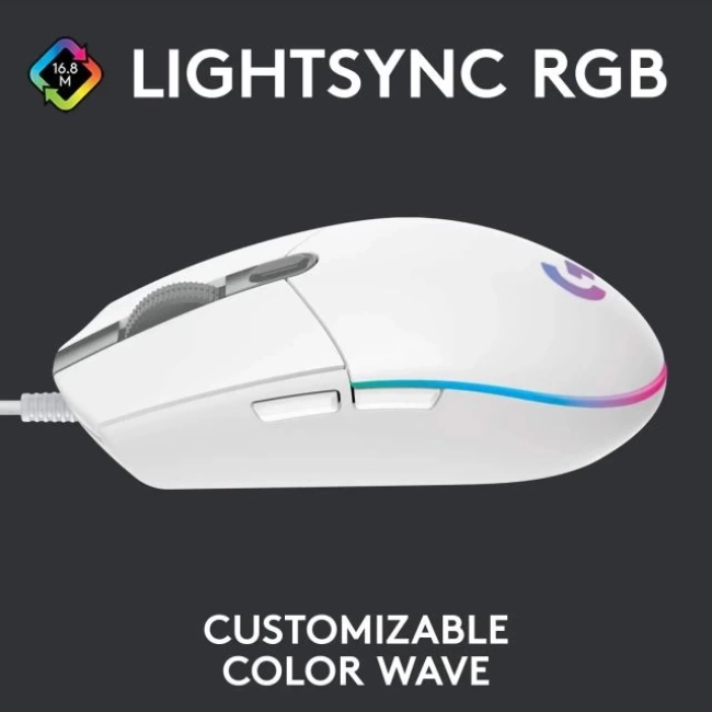 Logitech G203 Kablolu Gaming Mouse + Pad Beyaz