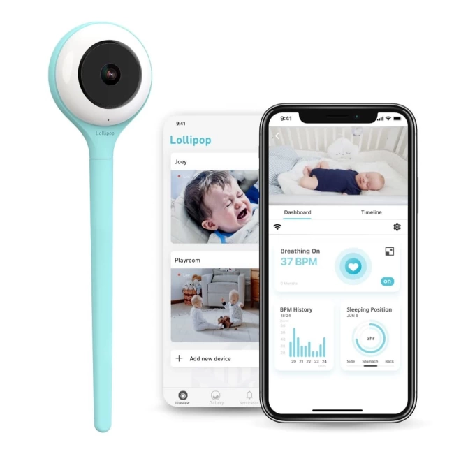 Lollipop Bebek Monitörü - Gerçek Ağlama Algılamalı - Turkuaz