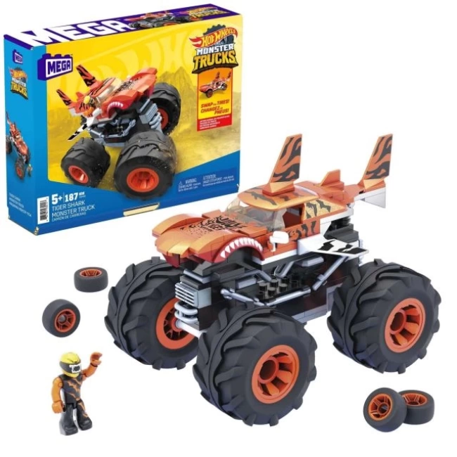 MEGA Hot Wheels Monster Trucks Yapı Oyuncağı Oyun Seti Tiger Shark Monster Truck