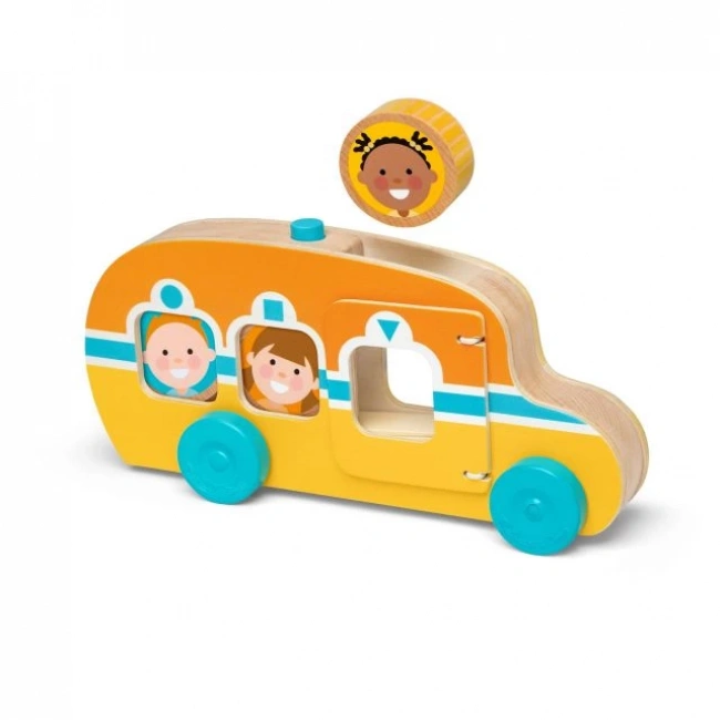 Melissa & Doug GO 3 Diskli Ahşap Roll & Ride Otobüs