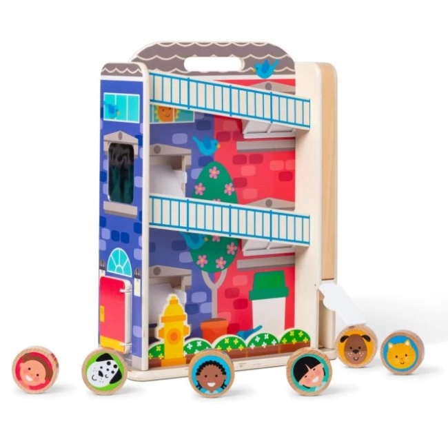 Melissa & Doug GO Tots Wooden Town House 3 Diskli Takla