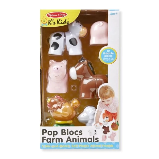 Melissa & Doug Pop Blocs Çiftlik Hayvanları Eğitici Bebek Oyuncağı