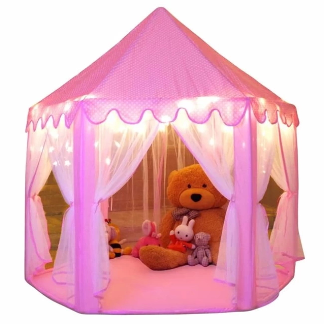 Monobeach Prenses Çadırı 01 Pink Tent with Little Star Lights
