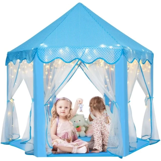 Monobeach Prenses Çadırı 04 Blue Tent with Little Star Lights