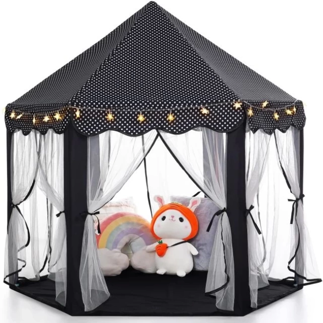 Monobeach Prenses Çadırı 11 Black Tent with Little Star Lights