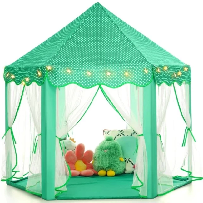 Monobeach Prenses Çadırı 12 Green Tent with Little Star Lights