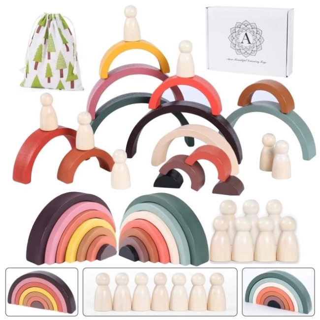Montessori Toys 3ü 1 Arada Gökkuşağı İstifleyici Oyuncak
