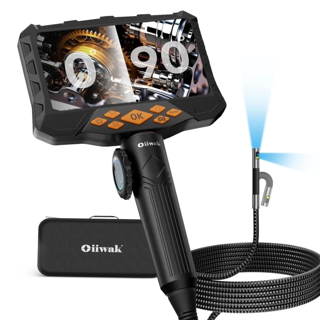 Oiiwak Çift Lensli Eklemli Boroskop, 2 Yönlü 1080P - 8.5mm - 1m Kablo