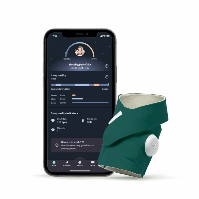 Owlet Dream Çorap - Akıllı Bebek Monitörü - Canlı Nabız, Oksijen Takibi - Yeşil
