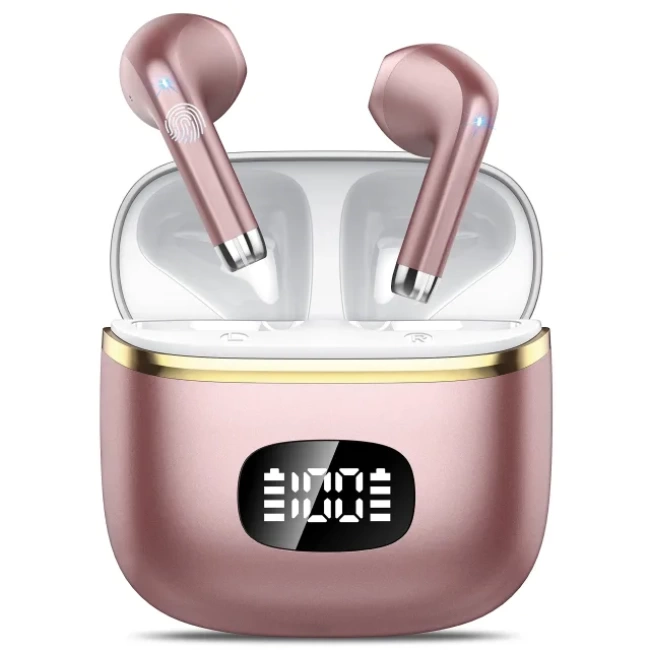 POMUIC Kablosuz Bluetooth 5.3 Kulaklık Pembe Altın
