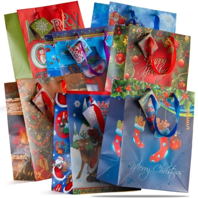 PREXTEX 12 Çeşitli Noel Hediye Çantaları