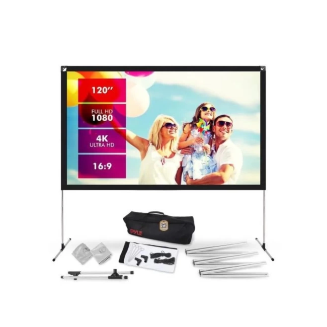 Pyle Outdoor 120 Taşınabilir Projektör Perdesi Beyaz