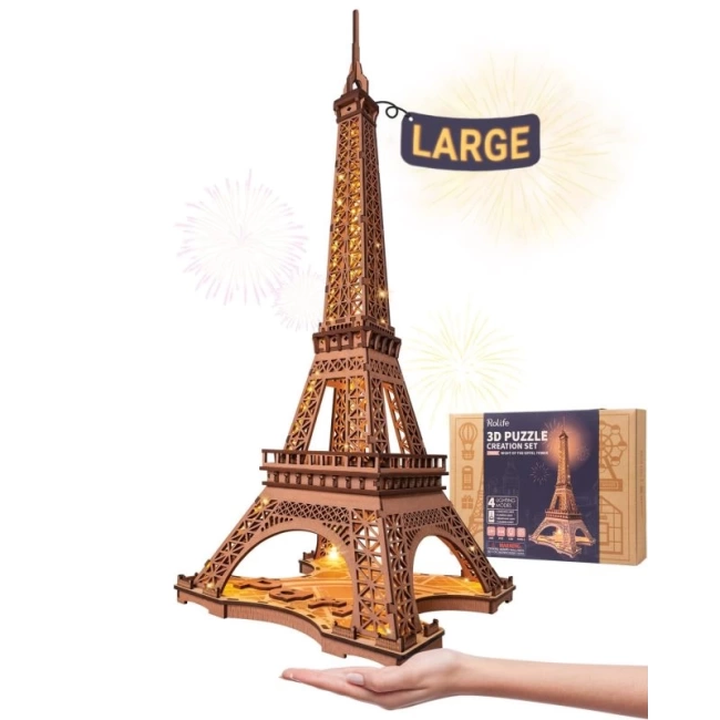 Rolife Büyük Eyfel Kulesi 3D Ahşap Puzzle - LED Model Yapı Seti
