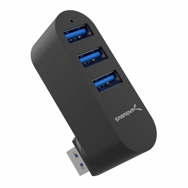 SABRENT 3 Bağlantı Noktalı Alüminyum Mini USB 3.0 Hub [Döndürülebilir] (HB-R3MB)